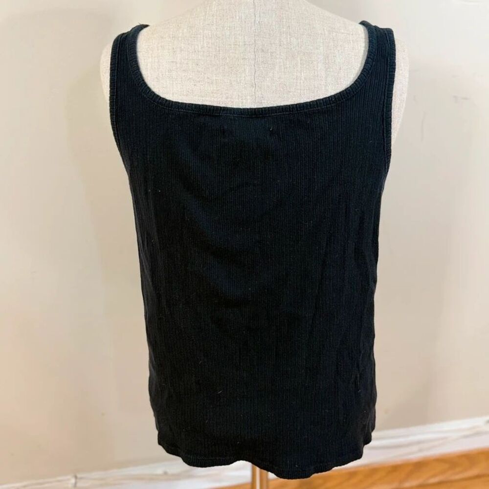 Madewell Ribbed Square-Neck Tank Top Black M Cotton - Picture 2 of 9